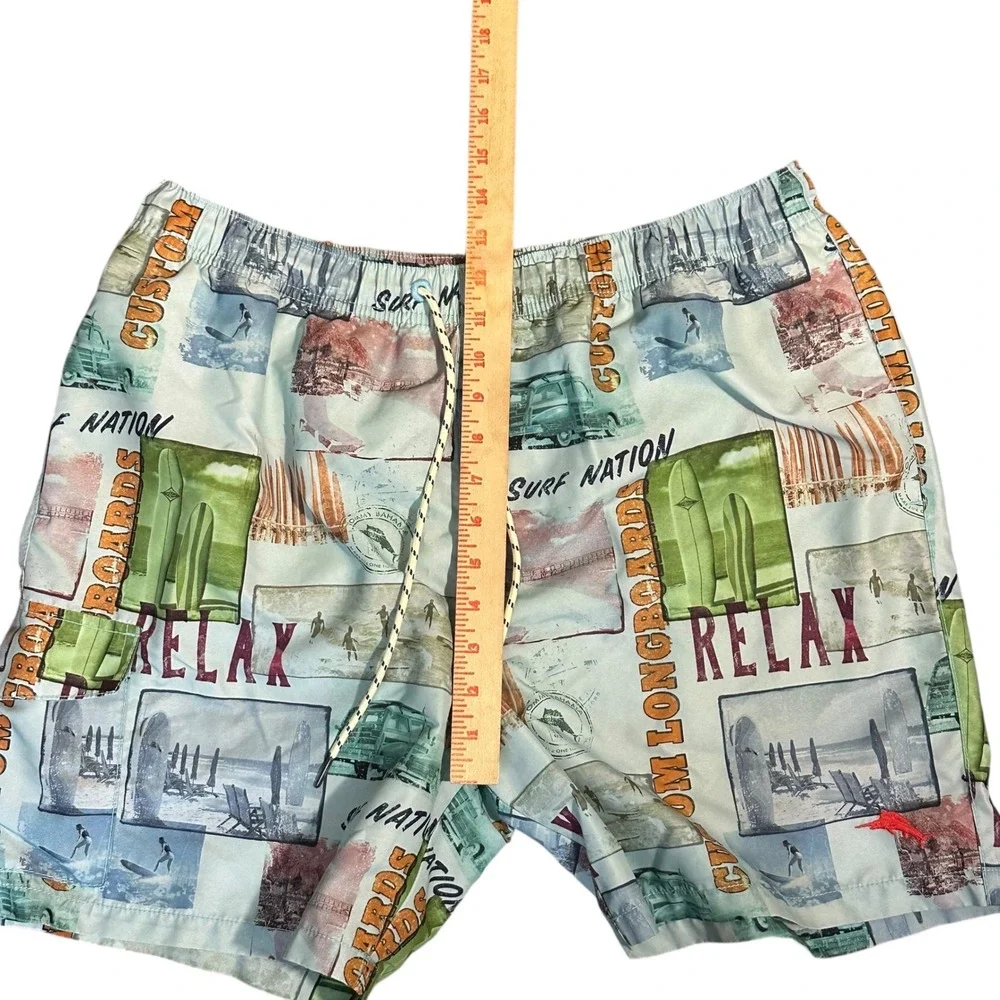 Tommy Bahama Relax Swim‎ Trunks Men's Large Blue Postcard Surf Board